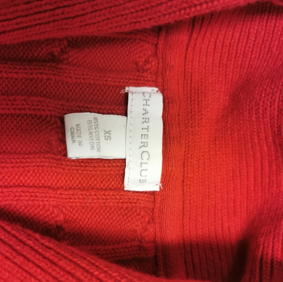 Charter club cowl neck cotton knit sweater, xs - Picture 4 of 5